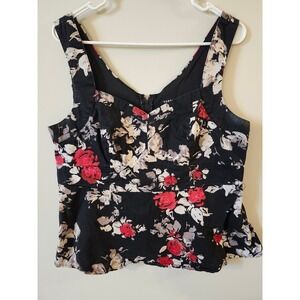 Torrid Floral Crop Top  Women's Size O Black Floral